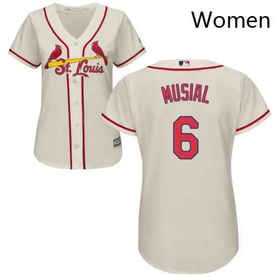 Womens Majestic St Louis Cardinals 6 Stan Musial Authentic Cream Alternate Cool Base MLB Jersey